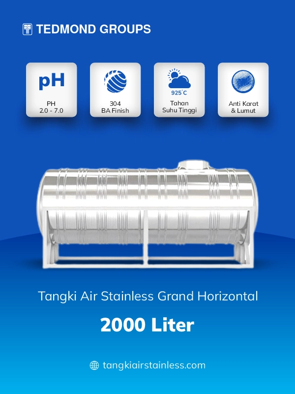 2. Toren Air Stainless Horizontal Grand 2000 Liter 