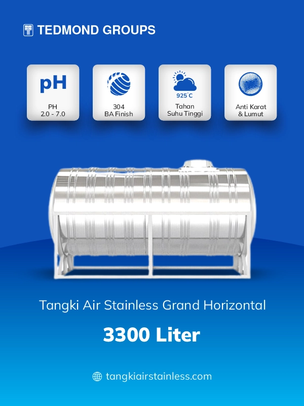3. Toren Air Stainless Horizontal Grand 3300 Liter 