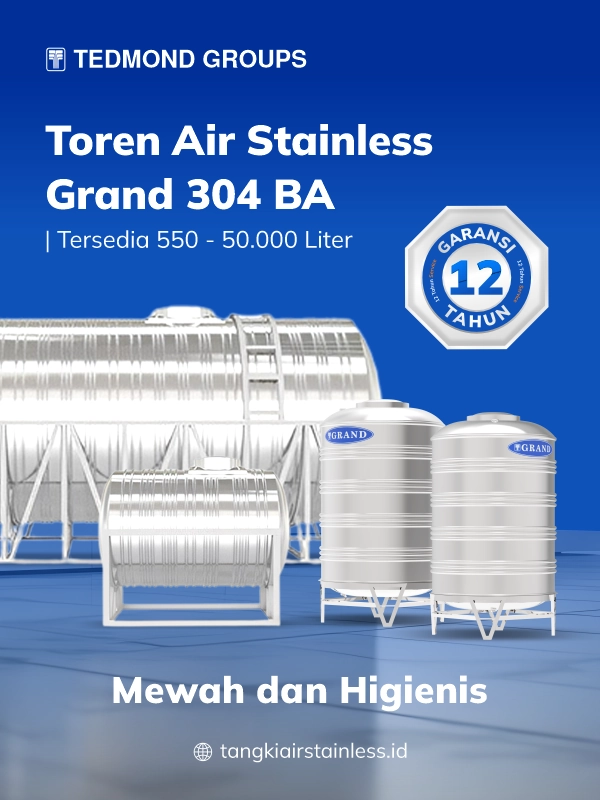 Toren Air Stainless Grand 304 BA, Mewah dan Higienis