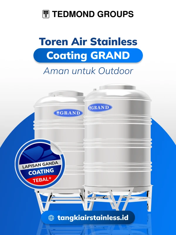 Toren Air Stainless Coating Grand, Aman untuk Outdoor