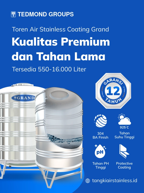 Toren Air Stainless Coating Grand, Kualitas Premium dan Tahan Lama