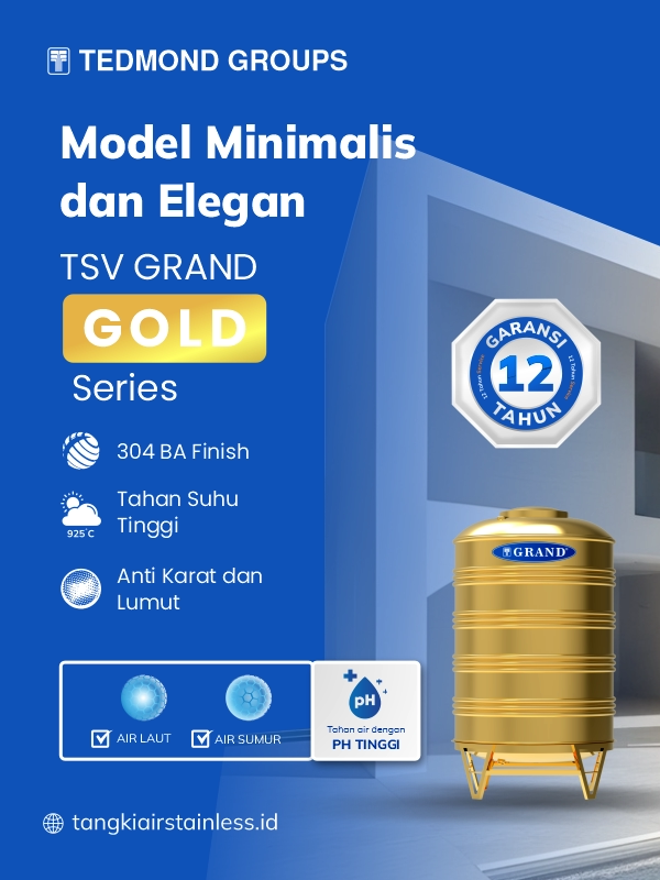 Toren Air Stainless Gold Grand, Model Minimalis dan Elegan