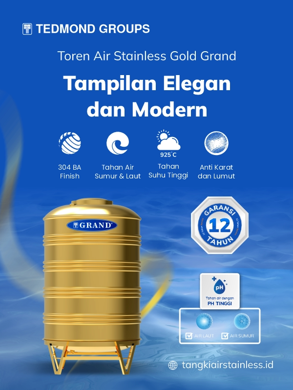 Toren Air Stainless Gold Grand, Tampilan Elegan dan Modern