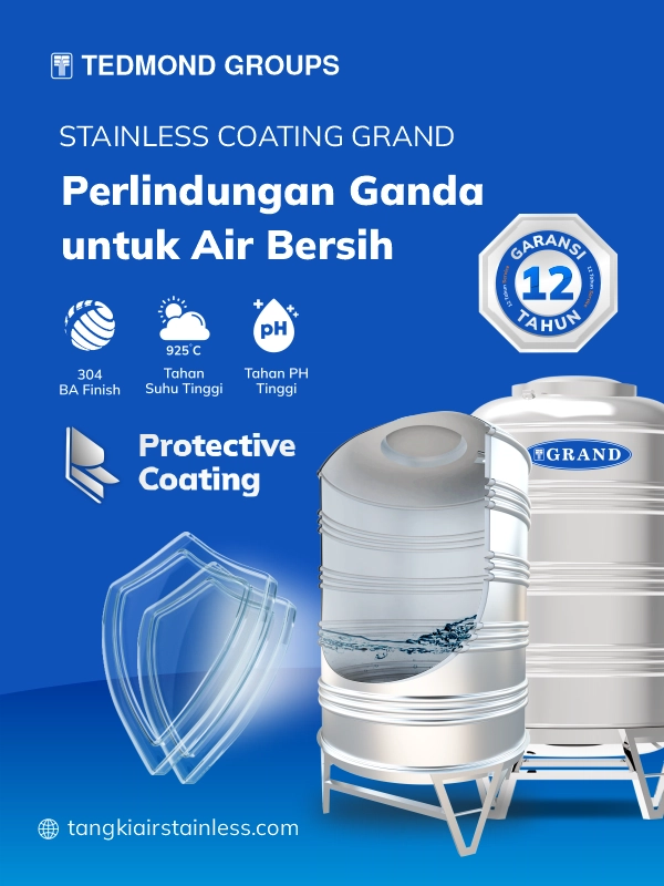 Toren Stainless Coating Grand, Perlindungan Ganda untuk Air Bersih