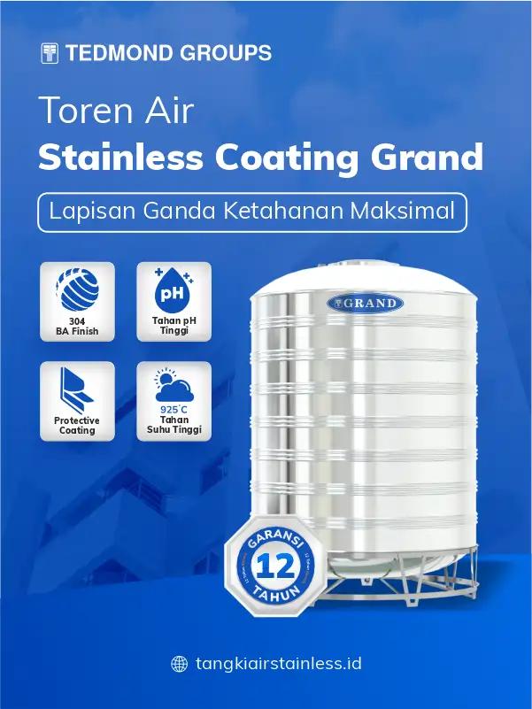 Toren Air Stainless Coating Grand, Lapisan Ganda Ketahanan Maksimal