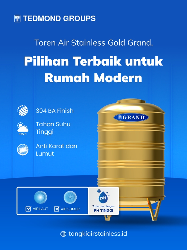 Toren Air Stainless Gold Grand, Pilihan Terbaik untuk Rumah Modern
