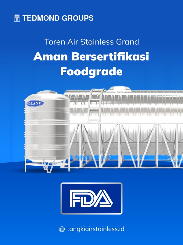 Toren Air Stainless Grand, Aman Bersertifikasi Foodgrade