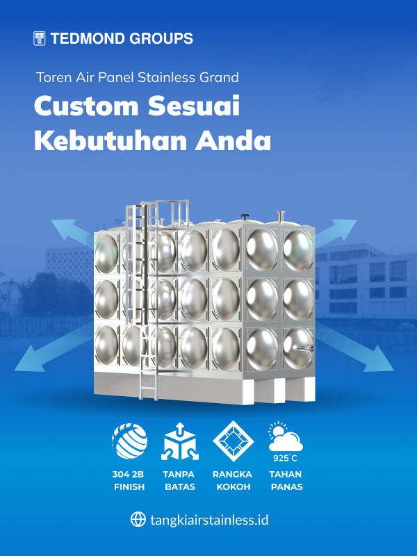 Toren Air Panel Stainless Grand, Custom Sesuai Kebutuhan Anda