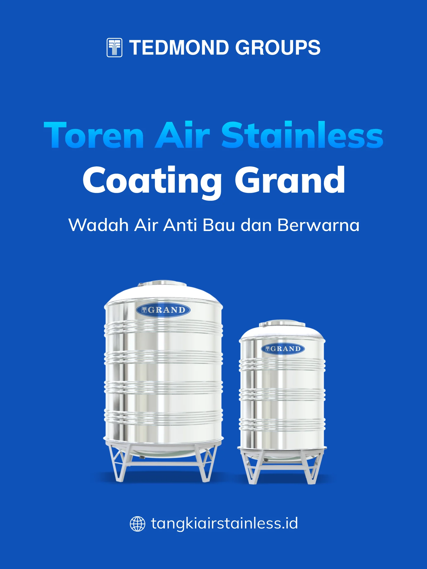 Toren Air Stainless Coating Grand, Wadah Air Anti Bau dan Berwarna