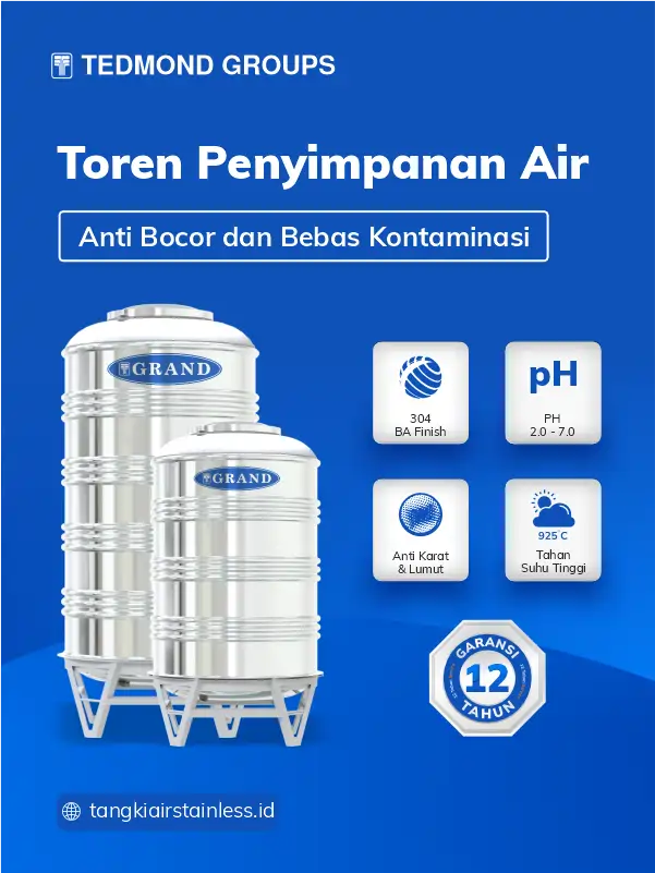 Toren Penyimpanan Air Anti Bocor dan Bebas Kontaminasi