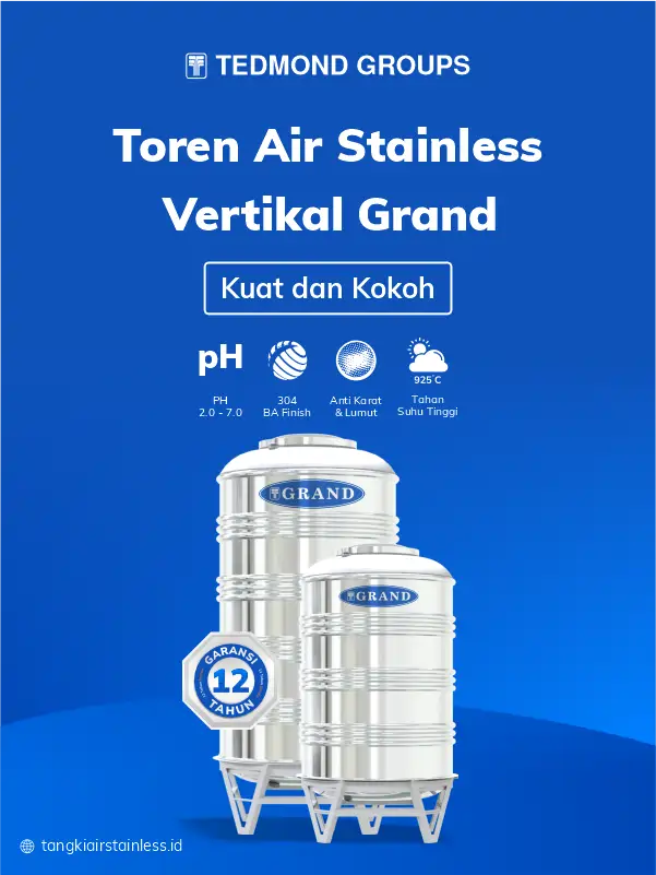Toren Air Stainless Vertikal Grand, Kuat dan Kokoh