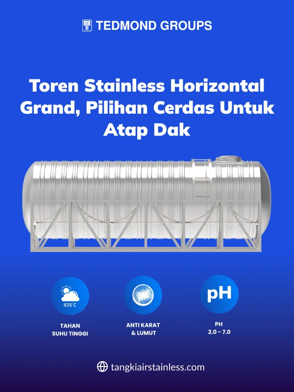 Toren Stainless Horizontal Grand, Pilihan Cerdas untuk Atap Dak