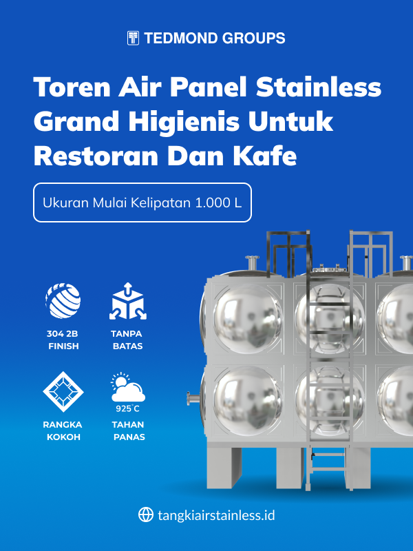 Toren Air Panel Stainless Grand Higienis untuk Restoran dan Kafe
