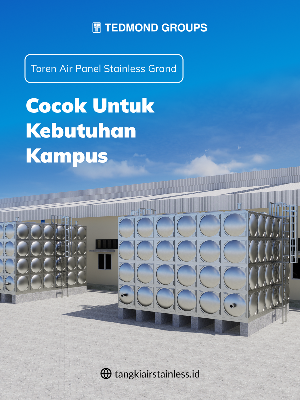 Toren Air Panel Stainless Grand Cocok untuk Kebutuhan Kampus