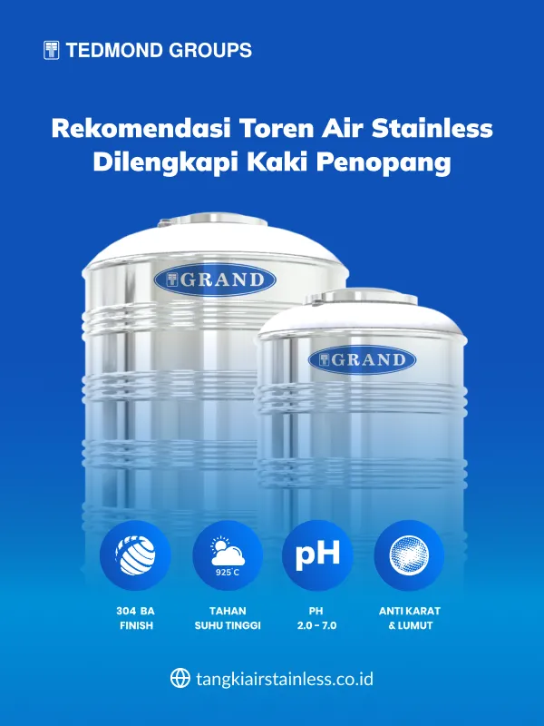Rekomendasi Toren Air Stainless Dilengkapi Kaki Penopang