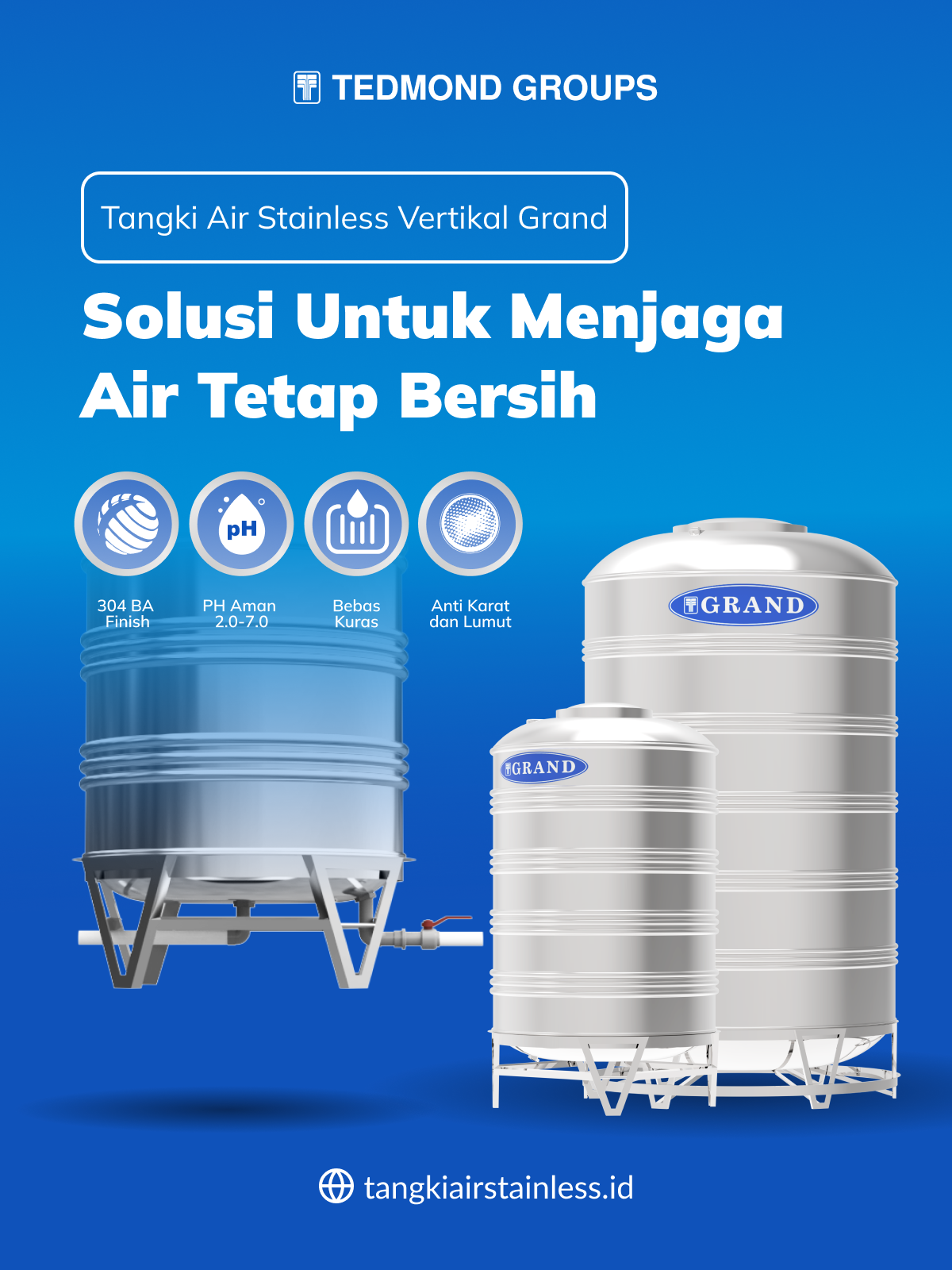 Toren Air Stainless Vertikal Grand, Solusi untuk Menjaga Air Tetap Bersih